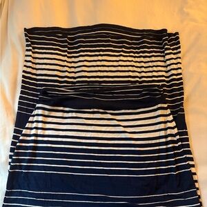 Addition Elle Navy and Cream Striped Skirt